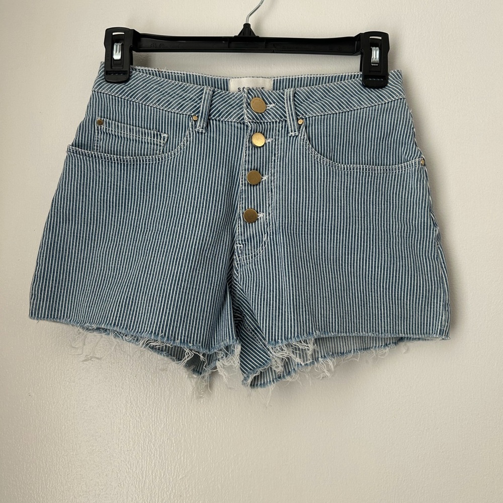 Sézane Striped Denim Shorts